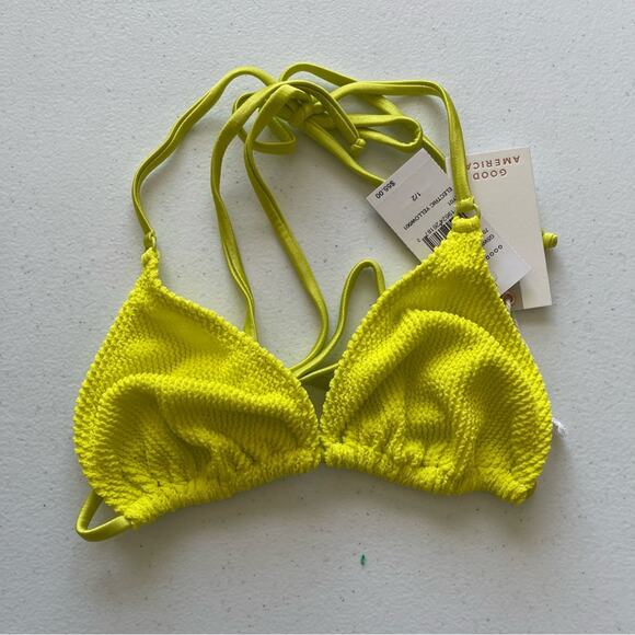 NWT Good American Neon Bright Yellow Bikni Swim Bathing Suit Set beach pool sexy - Picture 2 of 9